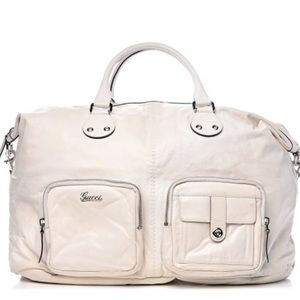 Gucci Calfskin Top Handle White Leather Tote